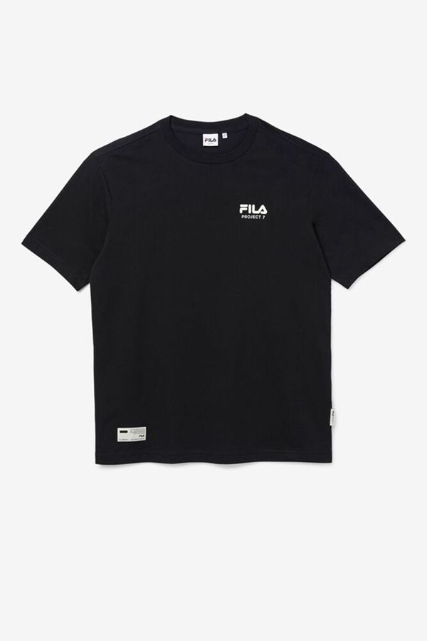 Fila Project 7 Logo Men's T-Shirts - Black,NZ 860-47081